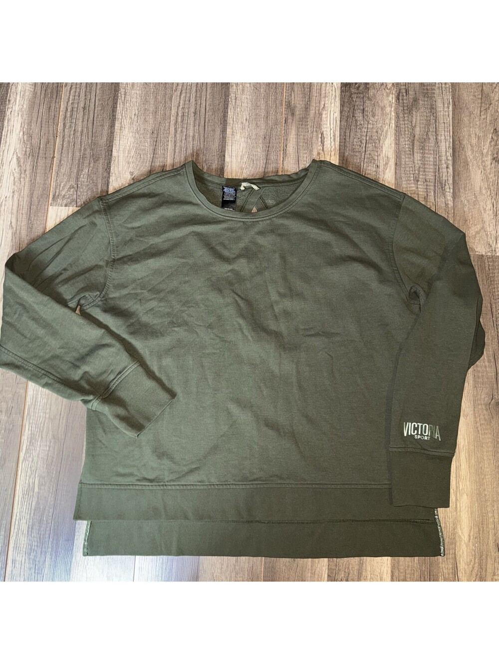 Victoria Sports Womens Long Sleeve Crew Neck Green Pullover Fleece Sweatshirt L
